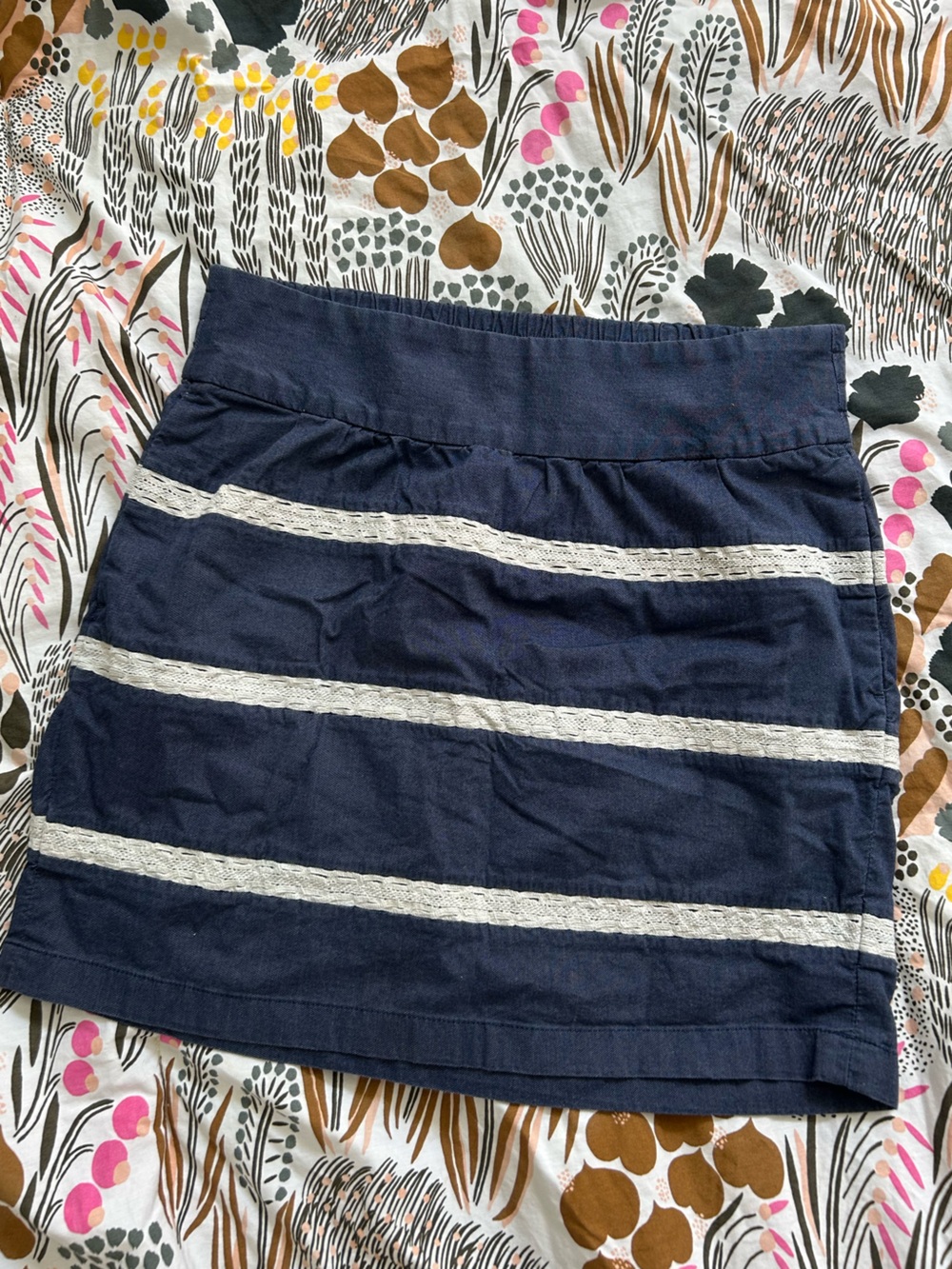 Preppy denim and lace skirt